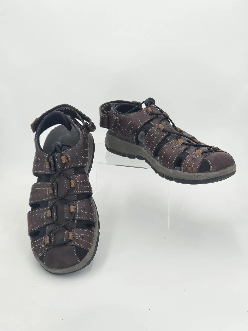 Clarks Brixby Cove Fisherman Men's Brown Leather Closed-Toe Sandals Size 9